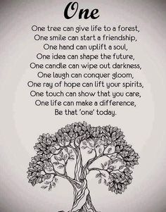 a drawing of a tree with the words, one tree can give life to a forest