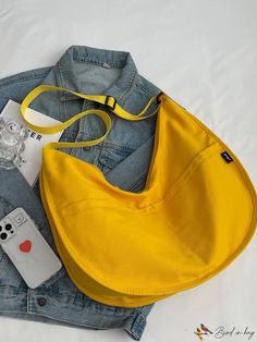 BirdinBag - Stylish, Lightweight Canvas Bag with Ample Space Yellow Large Capacity Satchel Bag, Large Capacity Yellow Satchel Bag, School Hobo Bag With Adjustable Strap And Double Handle, Yellow Large Capacity Satchel Canvas Bag, Large Capacity Yellow Bag With Double Handles, Casual Backpack With Single Shoulder Strap, Casual Single Strap Backpack, Casual Yellow Shoulder Bag, Large Capacity Yellow Backpack Shoulder Bag