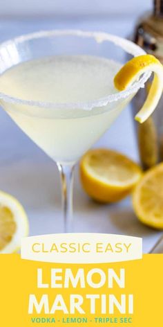 This Classic Lemon Martini Recipe is a lemontini everyone will love. Lemon Drops are made with vodka, lemon, triple sec and simple syrup and are so refreshing. This is a delicious and easy cocktail recipe. Lemontini Cocktails, Lemondrop Martini Recipe, Lemon Drop Recipe Drinks, Lemon Drop Recipe, Lemon Drops