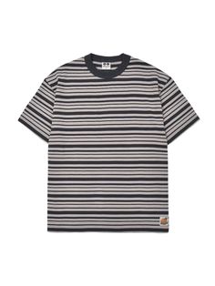 This is a casual and comfortable t-shirt that is made out of high quality cotton 100% fabric. With design detail of ribbed round neckline and unique stripe pattern overall, it gives a trendy and casual look. - Relaxed silhouette- Round ribbed neckline- Woven logo label on the hem- Stripe pattern overall Casual Cotton T-shirt With Contrast Stripes, Casual T-shirt With Ribbed Neckline For Streetwear, Everyday Crew Neck T-shirt With Vertical Stripes, Casual Striped T-shirt With Three Stripes, Everyday Horizontal Stripe Short Sleeve T-shirt, Cotton T-shirt With Ribbed Neckline For Streetwear, Relaxed Fit Crew Neck T-shirt With Horizontal Stripes, Casual Striped T-shirt For Streetwear, Casual Short Sleeve T-shirt With Vertical Stripes