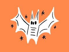 an orange background with a bat drawn on it