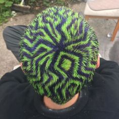 Halloween Hair Buzzcut, Thermal Hair Dye, Green And Black Hair Men, Buzzcut Hair Dye Art Men, Buzz Cut Dyed Hair Men, Buzz Cut Colored Hair, Colored Hair Men, Buzzcut Hair Dye Art