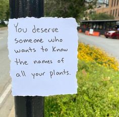 a piece of paper that has been pinned to a pole on the side of the road