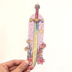 Enchanted Starry Floral Sword, Tassel included, Thick High Quality, Book club Please kindly note that these bookmarks are not laminated; the nature of their production does not allow for lamination.  Instead, they are crafted from layers of high-quality thick matte cardstock. Please treat these bookmarks with the same loving care you bestow upon your beloved books. *Hand-made and illustrated by me *Printed on high quality super thick card stock  *Size: 6.7"x2.4" *Original illustration PRINTED on Book Club Crafts, Illustrated Stationary, Book Marks Design Ideas, Bookmark Design Ideas, Bookmark Illustration, Fun Bookmarks, Bookmark Art, Cool Bookmarks, Aesthetic Items