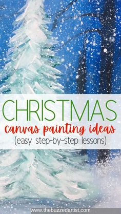 christmas canvas painting ideas easy step by step lesson