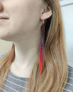 Long red earrings made of Czech beads Length 6.3 inches (16cm) Width 0.4 '' (1cm) Hypoallergenic clasp. If you want these earrings in a different color, write to me and I will be happy to make them for you. >Back to my shop: https://www.etsy.com/shop/jewelrybylarisa?ref=seller-platform-mcnav Handmade Red Long Drop Jewelry, Red Dangle Jewelry With Faceted Beads, Red Long Drop Earrings With Ear Wire, Red Adjustable Beaded Earrings For Pierced Ears, Red Long Drop Earrings With Dangling Beads, Red Drop Beaded Earrings For Pierced Ears, Red Drop Beaded Earrings, Red Long Drop Beaded Earrings As Gift, Red Dangle Earrings With Colorful Beads