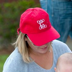 Monogram Baseball Hat, Red Baseball Cap, Monogram Hats, Personalized Hats, Custom Caps, Trendy Hat, Red Ball, Red Cap, Striped Towels