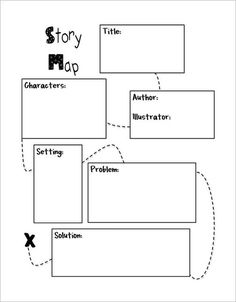 the story map is shown in black and white, with an arrow pointing to it