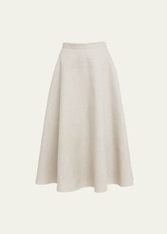 Find VALENTINO Full Circle Midi Skirt With Logo Detail on Editorialist. Valentino Garavani full circle midi skirt features v-shape logo hardware at the pocket High rise; banded waist Side zip closure Hem falls below the knee Circle-cut silhouette Flax linen Made in Italy Semi Circle Skirt, Circular Skirt, Shape Logo, Skirt Ideas, Retro Skirt, Calvin Klein Jeans Women, Style Finder, Full Circle Skirts, Full Circle