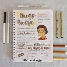 a notebook with some writing on it next to two pencils and an eraser