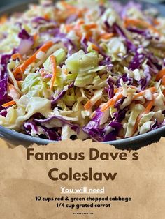 a bowl filled with coleslaw and carrots