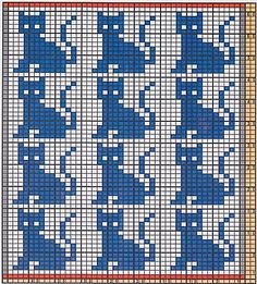 a cross stitch pattern with blue cats on it