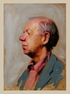 an oil painting of a man in a suit and tie looking off to the side