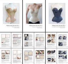 Tutorial Bundle: Part 1, 2 & 3: Developing Patterns, Creating and Fitting Mock-Ups and Construction and different Finishes Language: English Get all three cupped corset tutorials in one go for a reduced price and learn how to create beautiful designs with integrated cups from scratch! You will receive 94 pages full of detailed step-by-step instructions pictures and examples, teaching you everything you need to know to make your own cupped corsets. This tutorial series is geared towards advan Corset Tutorial, Corset Making, Corset Sewing Pattern, Corset Pattern, Diy Sewing Clothes, Diy Face Mask, Corsets, Sewing Techniques, Sewing Clothes