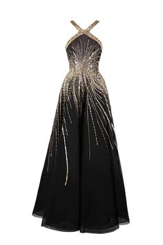 Description Black A-line, Long dress Sleeveless Halter neck Tulle, Beading Dry Clean Evening Dress RTWSS23-68JETBLACK34 Long Tulle Dress, Tulle Dress Long, Saiid Kobeisy, Black Fr, Gold And Black Dress, Beaded Tulle, Iconic Dresses, Ball Gowns Evening, Gala Dresses