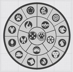 a circle with different symbols in it