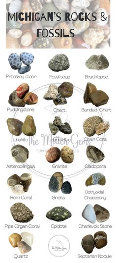 the different types of rocks and their names are shown in this poster, which includes an image