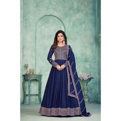 About Product : - Featuring a gorgeous Blue colored Anarkali kameez in art silk designed with zari embroidery and stone work on sleeves, border and neckline. Accompanied by matching color santoon bottom and a similar embroidered laced net dupatta in Blue Colour .

Fabric Details :-

Top :- Art Silk
Bottom :- Santool
Dupatta :- Art Silk
Work :- Embroidery Work
Size:- Semi Stitched
Type :- Ready to Wear
Wash :- First Time Dry Clean
Occasion: Festive, Mehndi, Sangeet, Wedding Wedding Salwar Suits, Silk Anarkali Suits, Navy Blue Art, Silk Anarkali, Designer Salwar Kameez, Lehenga Suit, Abaya Style