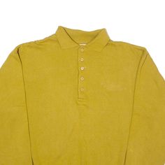 Item is in good used condition. >Size: L >Armpit To Armpit: 25" >Armpit To Cuff: 21" >Collar To Hem: 26" Long Sleeve Cotton Polo Shirt With Buttons, Long Sleeve Polo Shirt For Fall With Button Closure, Fall Long Sleeve Polo Shirt With Button Closure, Long Sleeve Cotton Polo Sweater With Button Closure, Cotton Polo Sweater With Buttons, Retro Long Sleeve Cotton Polo Sweater, Cotton Long Sleeve Polo Sweater With Buttons, Vintage Cotton Polo Sweater With Ribbed Collar, Vintage Long Sleeve Cotton Polo Sweater