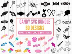 candy svg bundle with over 60 designs