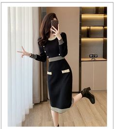 CN: GuangdongFit Type: SlimElasticity: Medium StretchOrigin: Mainland ChinaGender: WOMENMaterial: AcrylicStyle: Office LadySilhouette: PencilPattern Type: SolidSleeve Length(cm): FullDecoration: NONEDresses Length: Mid-CalfSleeve Style: RegularWaistline: Natural FactorsNeckline: O-NeckSeason: Autumn/WinterModel Number: 27Place Of Origin: China (Mainland)Age: MIDDLE AGEType: RegularFabric Type: KnittingProfile Type: XClosure Type: PulloverRelease Date: Winter 2023Material Composition: Synthetic f Winter Workwear Sheath Bodycon Dress, Black Knee-length Midi Dress For Office, Black Sheath Bodycon Dress For Winter, Black Sheath Midi Dress For Office, Black Sheath Bodycon Dress For Work, Black Winter Dress For Office Lady, Winter Black Office Lady Dress, Black Office Lady Dress For Winter, Black Knee-length Bodycon Office Dress