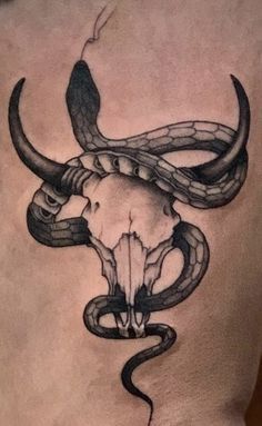 #tattoo #tattoos #tattooart #tattoodesign #tattoodesign #tattoogirl  #tattoosleeve #tattooflower Bull Snake Tattoo, Bull Skull Hand Tattoo, Bull Riding Tattoos, Bull Horn Tattoo, Bull Skull Tattoo Design, Cowboy Tattoos For Men, Longhorn Tattoo, Mexican Skull Tattoos, Body Temple