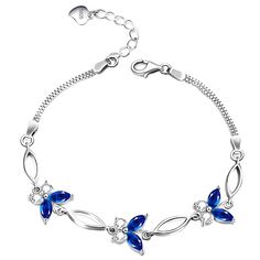 PRICES MAY VARY. ♥【Material】This butterfly bracelet is made of real S925 sterling silver and crystal stone ♥【Design】The double-layer silver bracelet is matched with 3 blue and white butterfly pattern,which is vivid and charming ♥【Size】The length of this butterfly bracelet is adjustable,the total length is 6.7+2.0 inches,of which 6.7 inches is the normal length and 2 inches is the extendable length ♥【Perfect Present】Wearing this butterfly bracelet will make you more charming and unique.It is a th Birthday Gifts For Mother, Layered Silver Bracelets, Butterfly Bracelets, Presents For Women, Birthstone Bracelet, Butterfly Bracelet, Anniversary Jewelry, Mother Birthday Gifts, Birthstone Bracelets