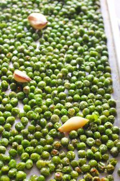 peas are being prepared to be cooked in the oven