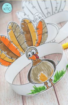 two turkey bracelets with the words happy thanksgiving written on them and an image of a turkey