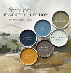 five different colors of paint on a wall with the words prairie collection written below them