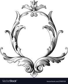 an ornate design in black and white