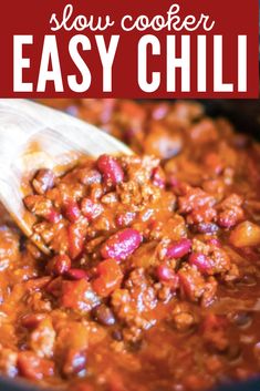 slow cooker easy chili recipe with text overlay