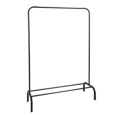 a black metal garment rack with two bars on each side and one bar attached to the back