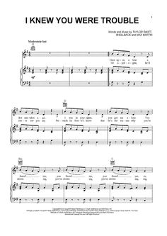 i knew you were trouble sheet music