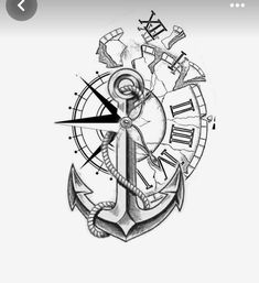 an anchor and compass tattoo design on the back of a cell phone, with text that reads