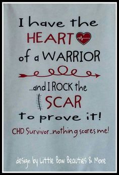 a sign that says i have the heart of a warrior and rock the scar to prove it