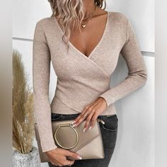 Soft Comfy And Warm. Deep V Crisscross Style Slim Hourglass Outfits, Fashion Women Clothes, Cross Sweater, Business Formal Dress, Womens Sweaters, Formal Dresses Gowns, Women Sweaters, Knit Wrap, Professional Dresses