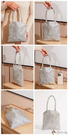 BirdinBag – Rhinestone-Embellished Evening Handbag – Elegant and Stylish – Bird in Bag Chic Rhinestone Bags For Shopping, Chic Rhinestone Tote Bag, Chic Tote Bag With Rhinestones, Party Tote Shoulder Bag With Rhinestones, Glamorous Square Bag With Rhinestones, Evening Handbag, Bird In Bag, Square Bag, Chain Styles