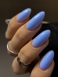 Bright Color Nails, Solid Color Acrylic Nails, Periwinkle Nails, Solid Color Nails, One Color Nails, Work Nails, Color Nails, Oval Nails