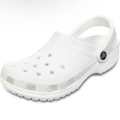 Never Worn Girls Clogs, Platform Crocs, White Clogs, White Crocs, Duck Shoes, Camping Shoes, Crocs Men, Crocs Clogs, Crocs Classic Clogs