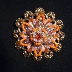 Gorgeous Multi-Color Brooc - Lots Of Rhinestones & Sparkles - Approx. 2.5" - Never Worn - New Without Box Orange Brooch Jewelry For Party, Elegant Orange Brooches For Gifts, Vintage Orange Brooches For Gifts, Gold Orange, Orange Gold, Brooches, Multi Color, Sparkle, Women Jewelry