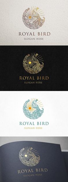 the royal bird logo is shown in three different colors