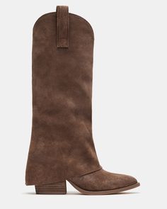 SORVINO Taupe Suede Foldover Knee-High Western Boot | Women's Boots