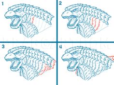 how to draw the head of a dragon in 4 easy steps step by step drawing lesson for kids