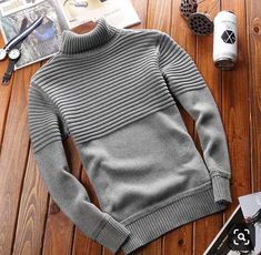 Maretial: Cotton , Wool best sweatshirts from BOJONI - BOJONI Modern Gray Winter Sweater, Male Sweaters, Mens Sweaters, Mens Fashion Sweaters, Pullover Mode, Pullover Outfit, Sweater Grey, Knitwear Men, High Neck Long Sleeve