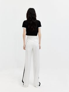 MO&Co. Women's Contrast Trim Suit Pants Features : - Contrast trim design- Wide and Straight leg and side pockets- Belt loops and a zipper and hook closure Code: MBC2PAT009The back length of size M is 107cmMATERIALS & CARE Material: 100% PolyesterOur sizes might be a little different from US/EU sizes. Please refer to the size guide carefully before purchasing at the above description.REMINDER: All items are measured manually. Please note that it's reasonable that there might be minor measurement Wide Leg Bottoms With Contrast Trim For Work, Workwear Straight Leg Bottoms With Contrast Trim, Straight Leg Workwear Bottoms With Contrast Trim, Straight Leg Bottoms With Contrast Trim For Work, Spring Wide Leg Bottoms With Contrast Trim, Workwear Bottoms With Contrast Trim, Spring Workwear Bottoms With Contrast Trim, Workwear Pants With Contrast Trim, Chic Fitted Bottoms With Contrast Trim