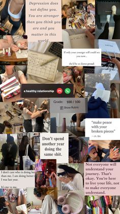 a collage of photos with words and pictures