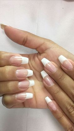 Bridal Nails Medium Length, Thick French Tip Nails Coffin, Acrilyc French Tip, French Tip Nails Straight, French Tip Nails By Skin Tone Range, Regular French Tip Nails, Fresh Tip Nails, French Top Acrylic Nails, Types Of French Tips Nails