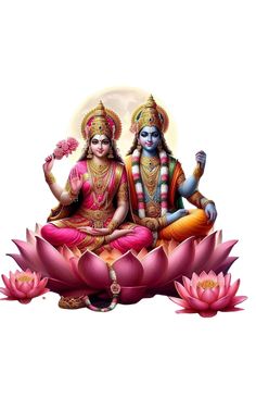 two deities sitting on top of a lotus