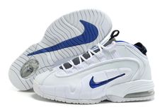 Nike Air Max Penny Hardaway 1 White/Blue Basketball shoes Nike Air Penny, Penny 1, Blue Basketball Shoes, Basketball Shoes For Men, Jordans Girls, Top Basketball Shoes, Jordan Shoes Girls, Nike Shoes Cheap